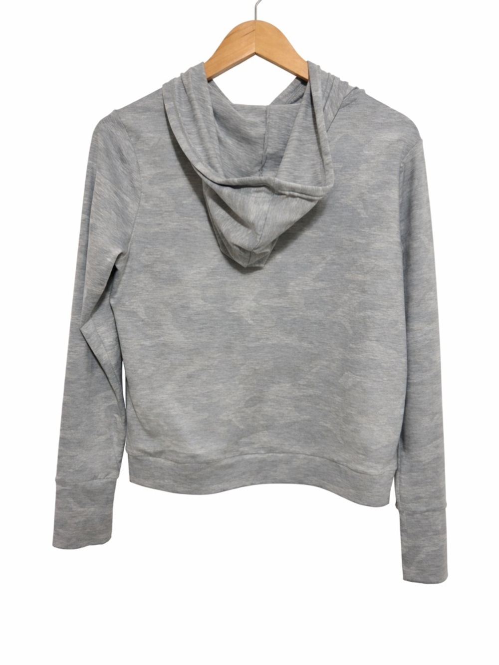 Gray Camo Cropped Hoodie Athleisure Lightweight Stretch Comfy - Picture 3 of 5